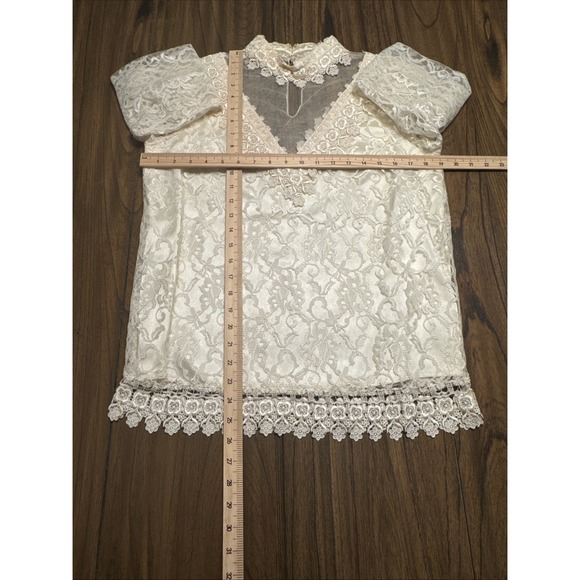 Vintage Lace Ivory Blouse With Satin Lining, Sz 7/8 - Picture 5 of 9